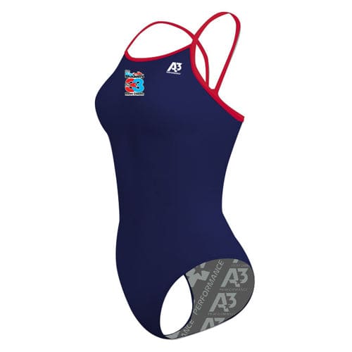 2024 Big Shoulders Female Xback Swimsuit with Logo - Navy/Red 356 / 22