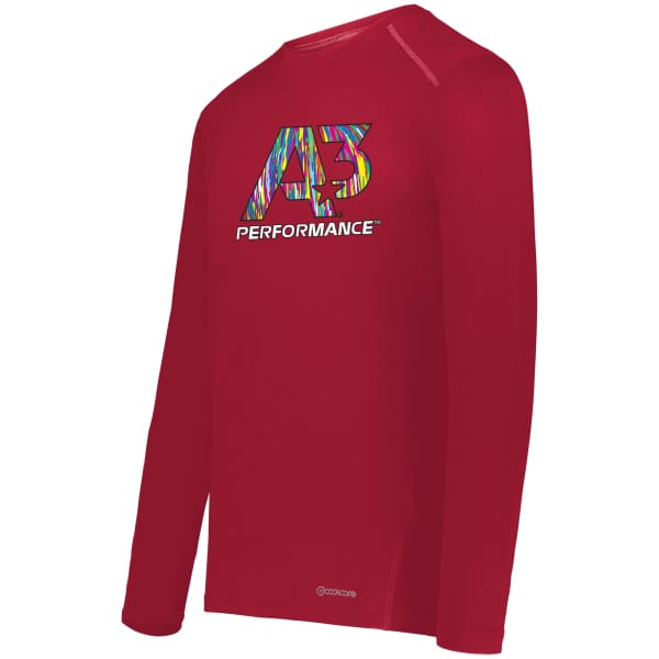 A3 Performance Coolcore® Essential Long Sleeve Tee - Small / Scarlet 083 - Apparel