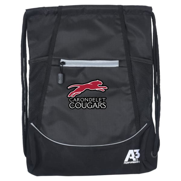 Carondelet Cougars A3 Performance Cinch Bag - Black 100 - Accessories