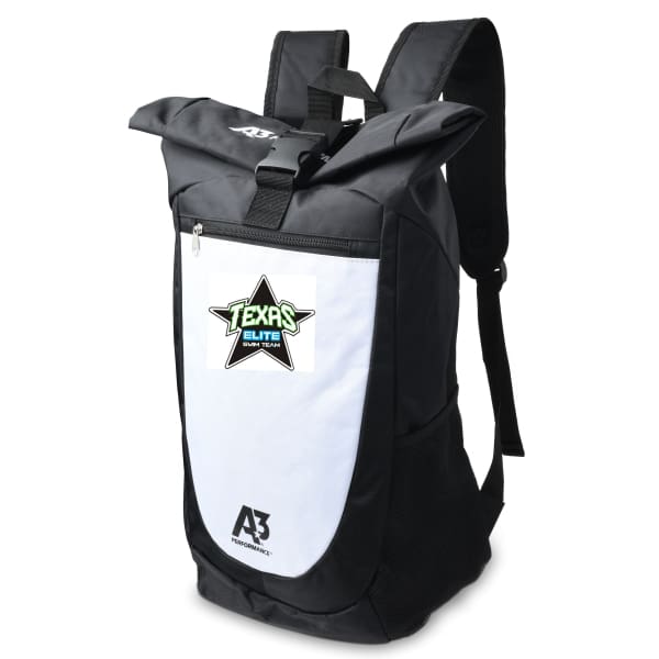 Custom Texas Elite Swim Team Logo Roll-Top Backpack - Texas Elite Swim Team Custom Roll Top Bag