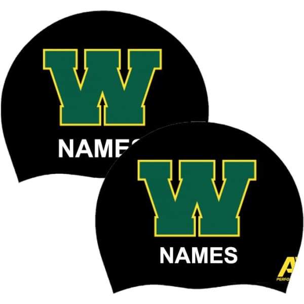 West-Liberty Silicone Caps 2-Pack with Names - West and Liberty Swim and Dive